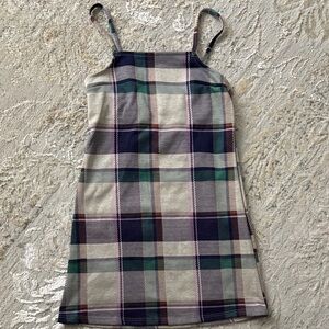 btween Plaid Casual Dress - Green, Purple, Cream